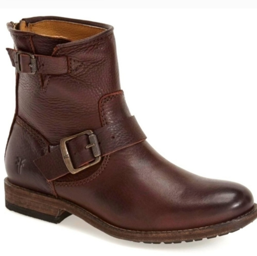 Frye Brown TYLER Engineer Leather Ankle Boots